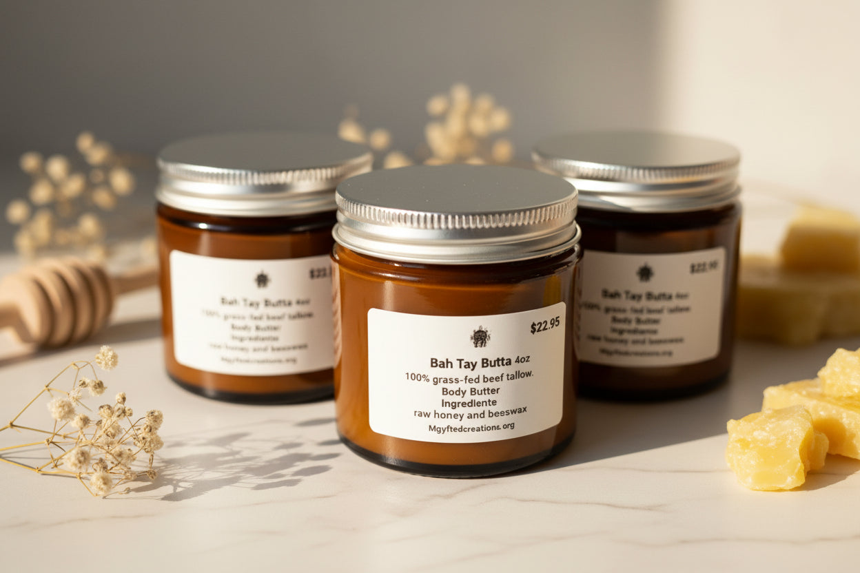 100% grass-fed beef tallow, body balm 4oz